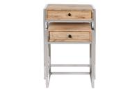 Set van 2 tafels Home ESPRIT Bruin Zilverkleurig Natuurlijk Staal Mangohout 45,5 x 41 x 66,5 cm - thumbnail