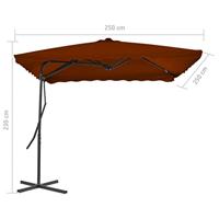 VidaXL Parasol met stalen paal 250x250x230 cm terracottakleurig - thumbnail
