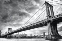 Schilderij - Manhattan Bridge , Zwart wit , 3 maten , Wanddecoratie - thumbnail