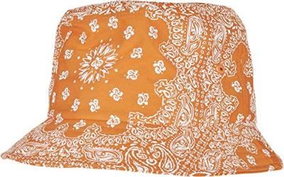 Flexfit FX5003BP Bandana Print Bucket Hat - Orange/White - One Size Flexfit FX5003BP Bandana Print Bucket Hat - Orange/White - One Size