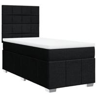 Boxspring met matras stof zwart 90x190 cm - thumbnail