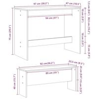 3-delige Eettafel en bankenset bewerkt hout oud houtkleurig - thumbnail