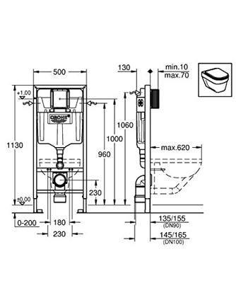 Grohe Rapid SL wc-element met inbouwreservoir zonder wandbevestiging - thumbnail
