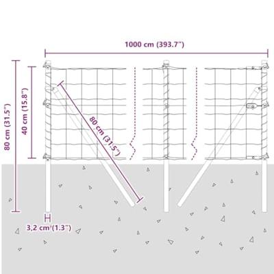 VidaXL Hek met paal groen 0,4 x 10 m staal en pvc