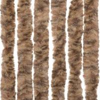 Vliegengordijn 56x185 cm chenille beige en donkerbruin - thumbnail