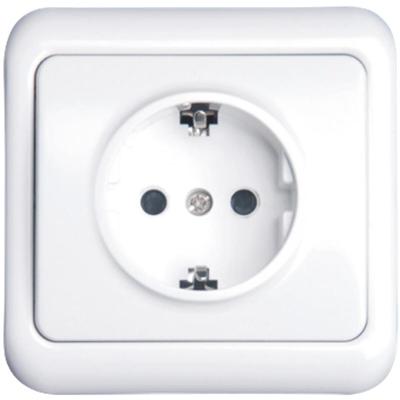 Inbouw Wandcontactdoos met Randaarde en Wit Afdekraam - 1-voudig