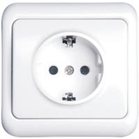 Inbouw Wandcontactdoos met Randaarde en Wit Afdekraam - 1-voudig - thumbnail