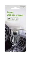 2-poorts USB autolader, 2.1 A, zwart - thumbnail