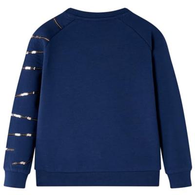 Kindertrui met kat van pailletten 128 marineblauw