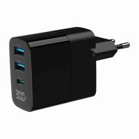 3-poorts 30 W GaN USB snellader, LCD, zwart - thumbnail