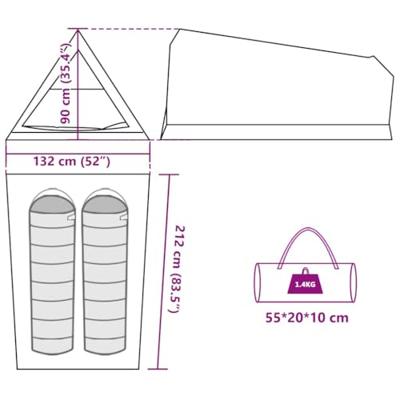 Tent 2-persoons waterdicht camouflage
