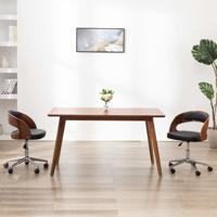 VidaXL Eetkamerstoel draaibaar gebogen hout en kunstleer wit - thumbnail