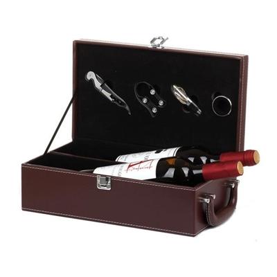 Wijn Gift Box dubbele stok met tools wijn Gift Box lederen doos (bruin) Wijn Gift Box dubbele stok met tools wijn Gift Box lederen doos (bruin)