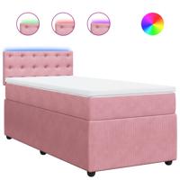 Boxspring met matras fluweel roze 90x190 cm - thumbnail