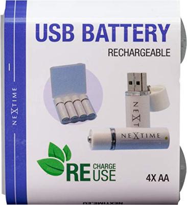 NeXtime NE-AABAT003-2 Oplaadbare AA USB-Batterij Blister A 2 Stuks. - thumbnail