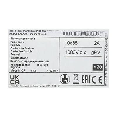 Siemens 3NW6002-4 hoogspanningszekering lont 1 - zekering, 1 x 34 mm, 53 mm, 75 mm, 8 g