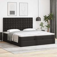 Ottoman bed met matras 180x200cm kunstleer zwart - thumbnail