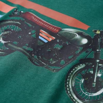 Kindershirt met lange mouwen motorprint 128 groen