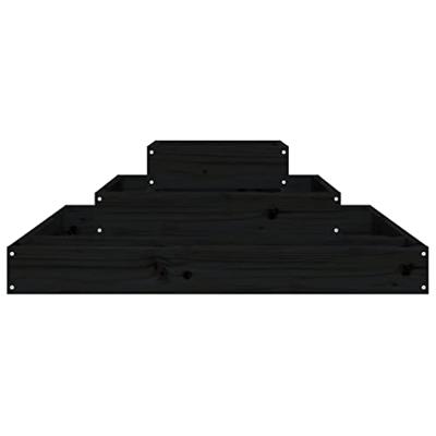 VidaXL Plantenbak 80x80x27 cm massief grenenhout zwart VidaXL Plantenbak 80x80x27 cm massief grenenhout zwart
