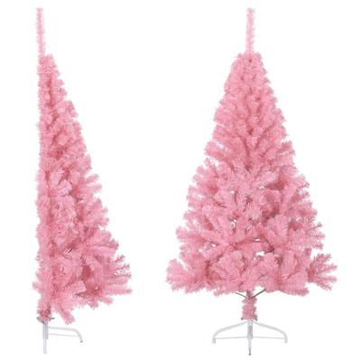VidaXL Kunstkerstboom met standaard half 120 cm pvc roze