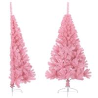 VidaXL Kunstkerstboom met standaard half 120 cm pvc roze - thumbnail