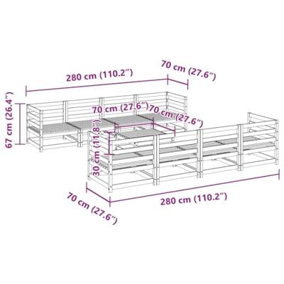 9-delige Loungeset massief grenenhout
