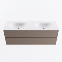 MONDIAZ VICA 140cm badmeubel onderkast Smoke 4 lades. Wastafel MOON dubbel zonder kraangat, kleur Talc. - thumbnail