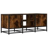 Tv-meubel 100x35x41 cm bewerkt hout metaal gerookt eikenkleurig - thumbnail