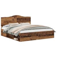 Bedframe met hoofdeinde Oudhout 200 x 200 cm Massief grenenhout - thumbnail