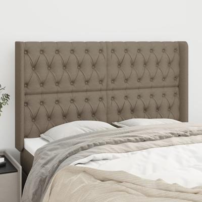 Hoofdbord met randen 147x16x118/128 cm stof taupe