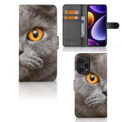 Telefoonhoesje | Met pasjeshouder | Xiaomi Poco F5 Britse Korthaar Telefoonhoesje | Met pasjeshouder | Xiaomi Poco F5 Britse Korthaar