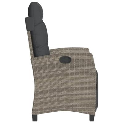 Tuinstoelen 2 st verstelbaar met voetensteun poly rattan grijs - thumbnail