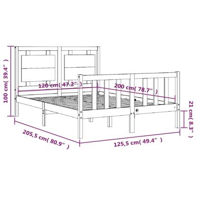 Bedframe met hoofdbord massief hout wit