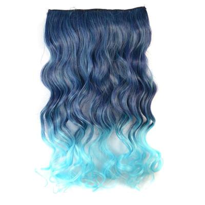 Eendelige naadloze Hair Extension stuk kleur verloop grote golf lang Curling Clip Type haarstukje