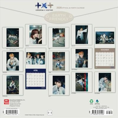 Txt Official 2026 12 X 24 Inch (Hanging) Monthly Square Wall Calendar Plastic-Free