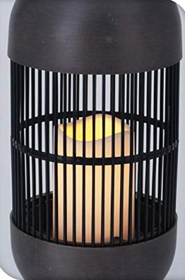 ProGarden lantaarn met kaars solar led rattan zwart