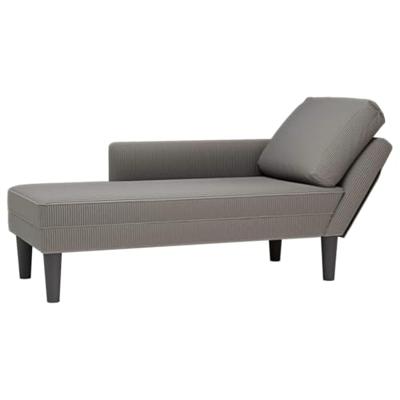 Chaise longue met kussen corduroy stof lichtgrijs