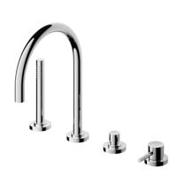 Badrandkraan Hotbath Buddy 1-hendel Mengkraan Compleet 4-gats Geborsteld Nikkel - thumbnail