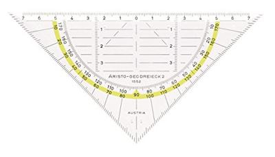 Geodriehoek Aristo 1552 160mm transparant met gele rand | 10 stuks