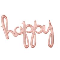 Folieballon 'Happy' Rosé Goud - thumbnail