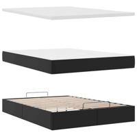 Ottoman bed met matras en LED's 140x190cm kunstleer zwart - thumbnail