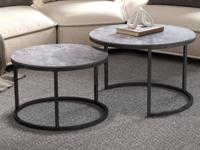 Set van 2 salontafels BASTONI steengrijs - thumbnail