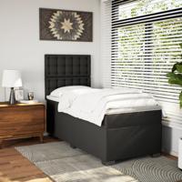 Boxspring met matras kunstleer zwart 90x200 cm - thumbnail