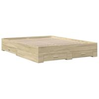 Bedframe met lades bewerkt hout sonoma eikenkleurig 150x200 cm - thumbnail