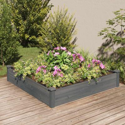 Plantenbak verhoogd met voering 120x120x25 cm vurenhout grijs Plantenbak verhoogd met voering 120x120x25 cm vurenhout grijs