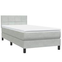 Boxspring met matras en LED fluweel lichtgrijs 90x210 cm - thumbnail
