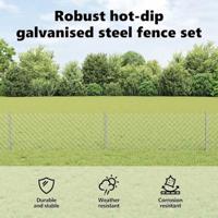 VidaXL Hek met paal zilver 0,4 x 25 m staal - thumbnail