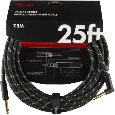 Fender Deluxe Cables instrumentkabel 7.5m zwart recht+haaks Fender Deluxe Cables instrumentkabel 7.5m zwart recht+haaks