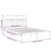 Bedframe met hoofdbord metaal wit 140x190 cm - thumbnail