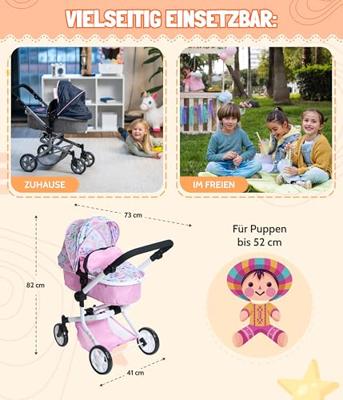 Combi-poppenwagen Mika - Flowers